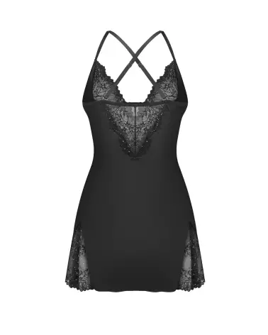 babydoll dentelle noire scintillante Obsessive avec string assorti lingerie sexy femme élégante confort glamour-8