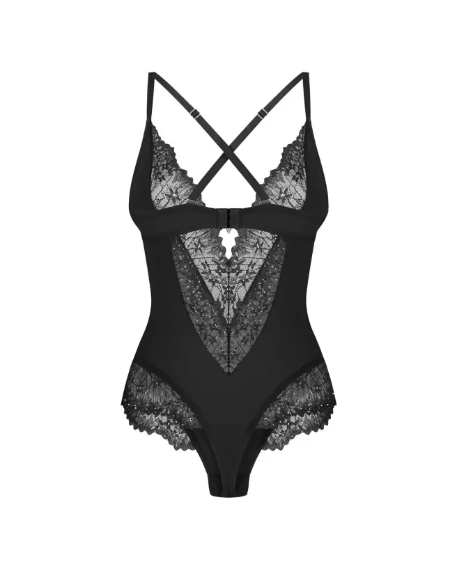 Body sexy femme Sparkly Night Obsessive dentelle scintillante lingerie transparente glamour-8