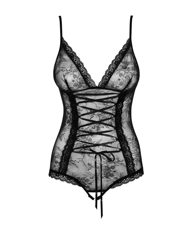 Photo du Slevika Body Noir d'Obsessive, lingerie sensuelle en dentelle-5