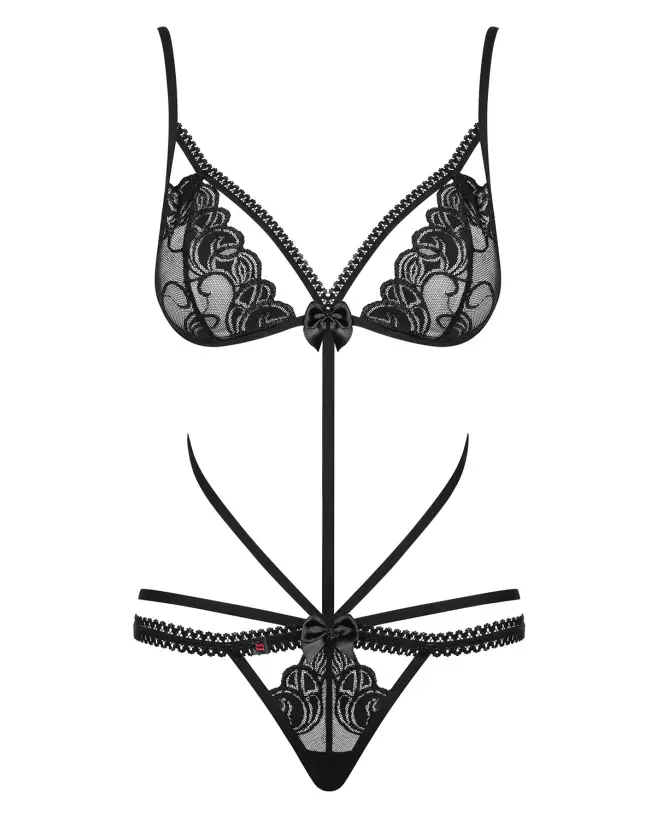 Body Wonderia Noir Obsessive en dentelle élégante et séduisante-5