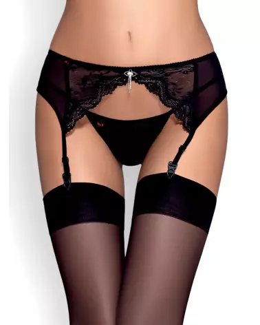 Obsessive porte-jarretelles et string noir élégant-1