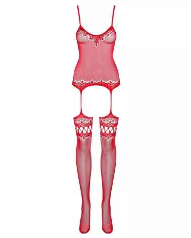 F214 Bodystocking rouge Obsessive en maille séduisante-5