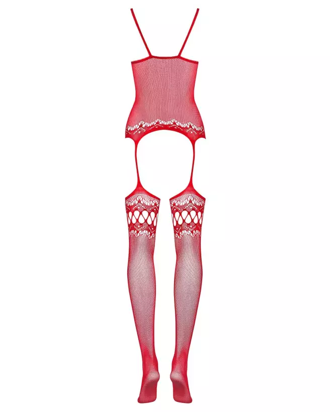 F214 Bodystocking rouge Obsessive en maille séduisante-6