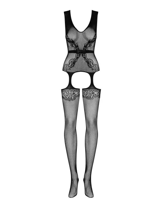 Bodystocking F217 noir élégant par Obsessive en maille fine-5
