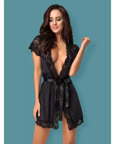 Peignoir noir Obsessive 810-PEI-1 élégant et confortable-3
