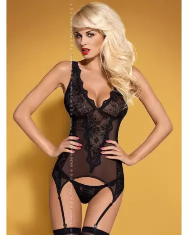 Guêpière Emperita noire Obsessive avec corset et serre-taille élégants-3