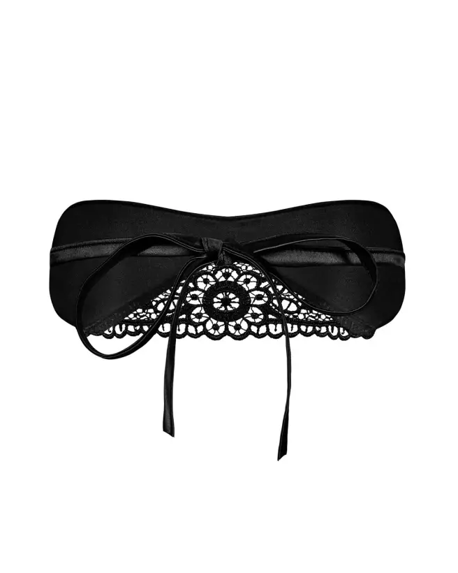 Masque en satin noir Obsessive pour jeux érotiques et soirées intimes-4