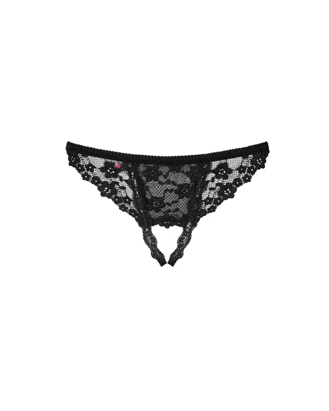 Letica String Ouvert Noir par Obsessive, Lingerie Élégante et Séduisante-5