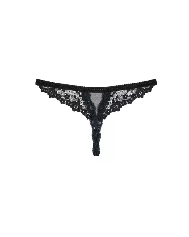 Letica String Ouvert Noir par Obsessive, Lingerie Élégante et Séduisante-6