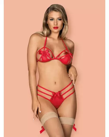 Ensemble lingerie rouge Obsessive Giftella 2 pièces élégant-3