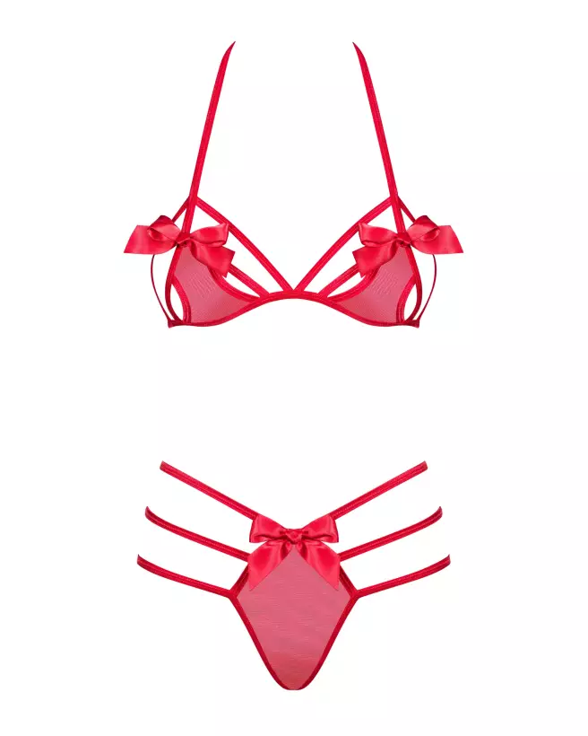Ensemble lingerie rouge Obsessive Giftella 2 pièces élégant-5