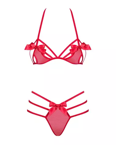 Ensemble lingerie rouge Obsessive Giftella 2 pièces élégant-5