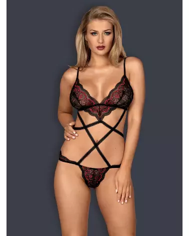 Body Megies noir et rouge par Obsessive - Lingerie élégante et séduisante-3
