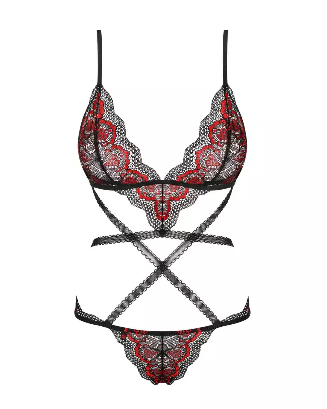 Body Megies noir et rouge par Obsessive - Lingerie élégante et séduisante-5