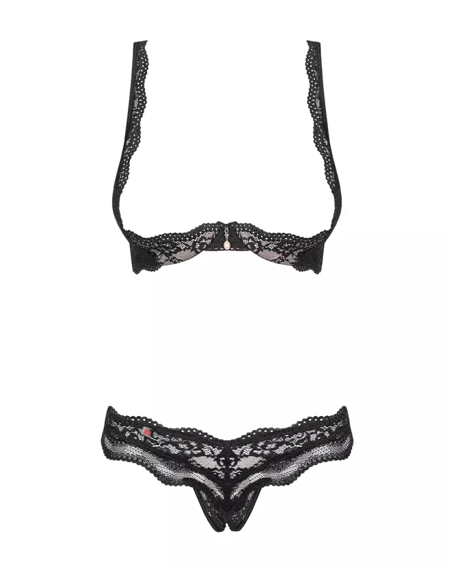 Ensemble Luvae 2 pièces noir Obsessive, lingerie ouverte élégante-5