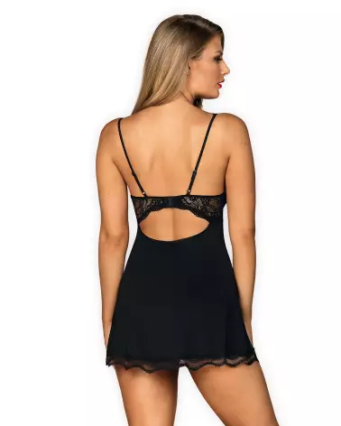 Babydoll Luvae Noir par Obsessive - Lingerie élégante et séduisante-2