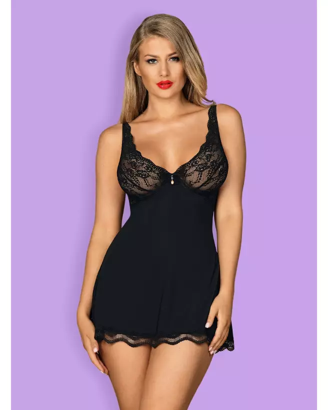 Babydoll Luvae Noir par Obsessive - Lingerie élégante et séduisante-3