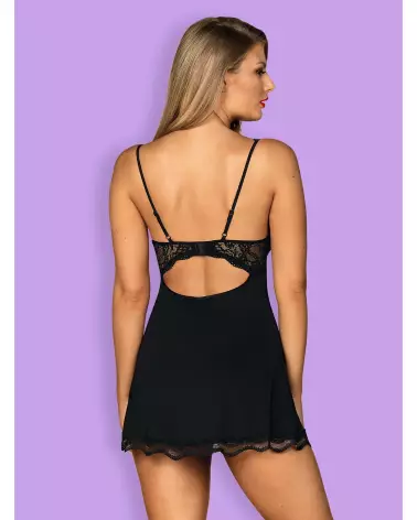 Babydoll Luvae Noir par Obsessive - Lingerie élégante et séduisante-4