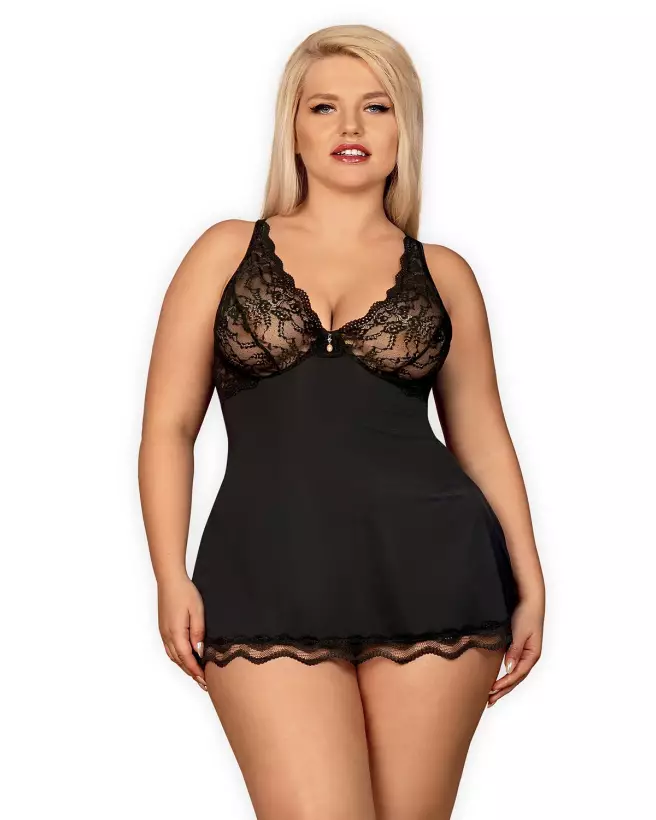 Babydoll Luvae Noir par Obsessive - Lingerie élégante et séduisante-9