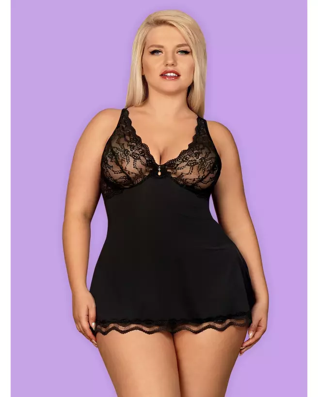 Babydoll Luvae Noir par Obsessive - Lingerie élégante et séduisante-11