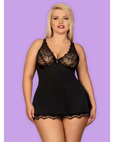 Babydoll Luvae Noir par Obsessive - Lingerie élégante et séduisante-11