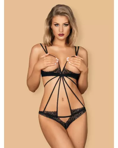 Body Liferia ouvert noir Obsessive, lingerie sexy en dentelle-3