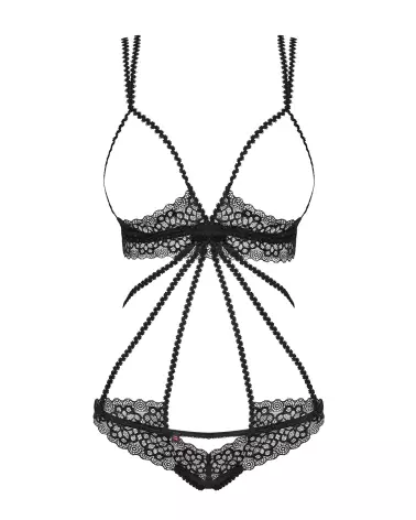Body Liferia ouvert noir Obsessive, lingerie sexy en dentelle-5