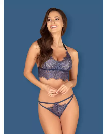 Photo de l'ensemble Flowlace 2 pièces bleu par Obsessive, lingerie élégante et confortable-3