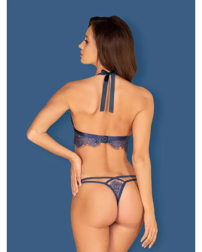 Photo de l'ensemble Flowlace 2 pièces bleu par Obsessive, lingerie élégante et confortable-4