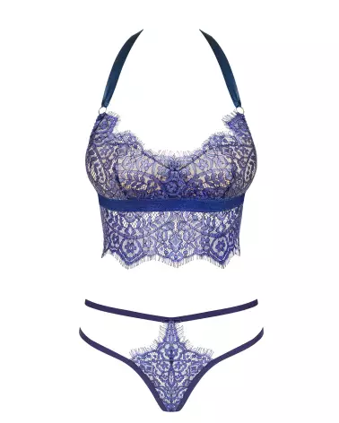 Photo de l'ensemble Flowlace 2 pièces bleu par Obsessive, lingerie élégante et confortable-5