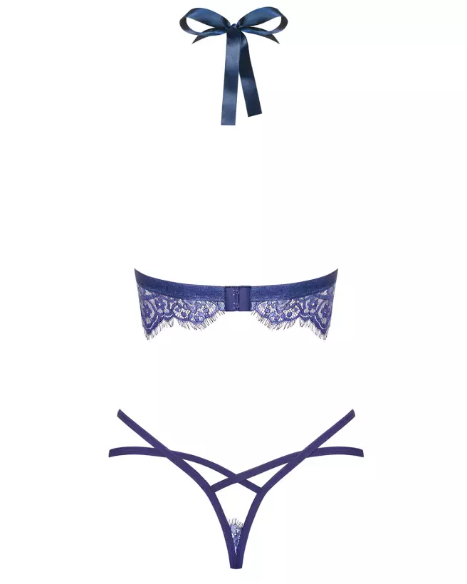 Photo de l'ensemble Flowlace 2 pièces bleu par Obsessive, lingerie élégante et confortable-6