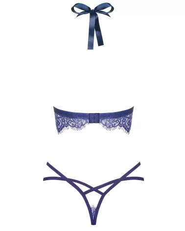 Photo de l'ensemble Flowlace 2 pièces bleu par Obsessive, lingerie élégante et confortable-6