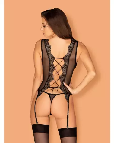 Guêpière Meshlove noire par Obsessive, lingerie fine et élégante-4