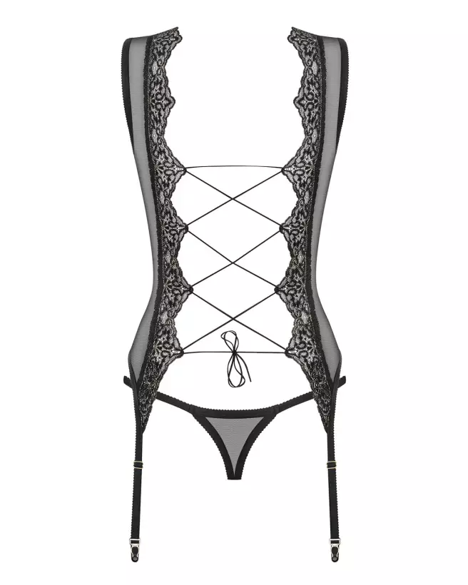 Guêpière Meshlove noire par Obsessive, lingerie fine et élégante-5