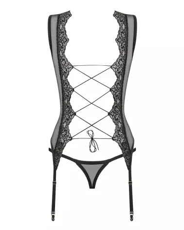 Guêpière Meshlove noire par Obsessive, lingerie fine et élégante-5
