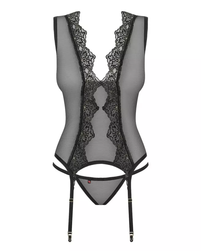 Guêpière Meshlove noire par Obsessive, lingerie fine et élégante-6