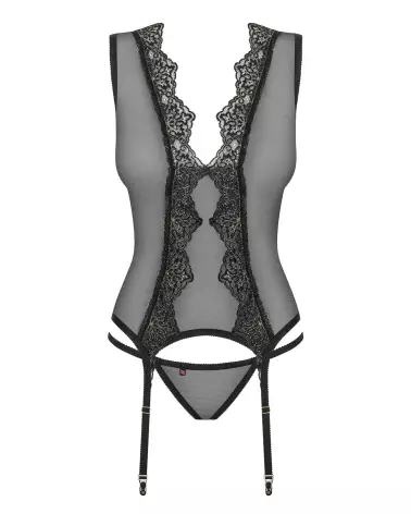 Guêpière Meshlove noire par Obsessive, lingerie fine et élégante-6