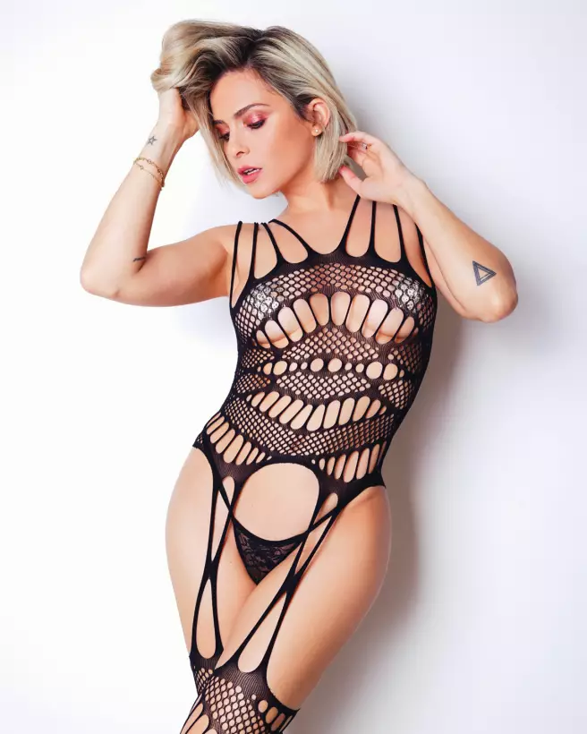 Bodystocking Fatal Look Noir Penthouse en résille élégante-1