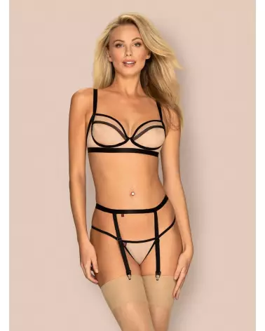 Ensemble Nudelia 3 pcs Nude par Obsessive, Lingerie Élégante et Sensuelle-3