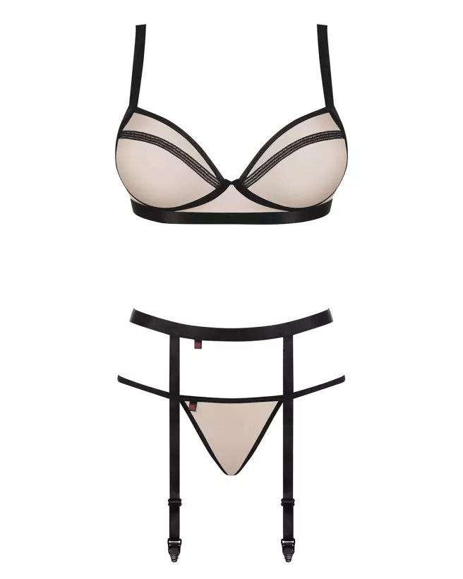 Ensemble Nudelia 3 pcs Nude par Obsessive, Lingerie Élégante et Sensuelle-5