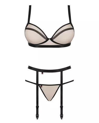 Ensemble Nudelia 3 pcs Nude par Obsessive, Lingerie Élégante et Sensuelle-5