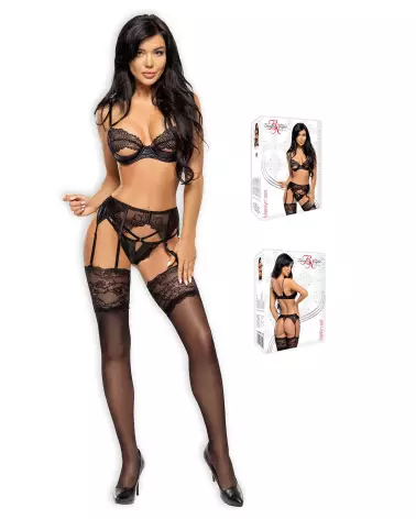 Marilyn Ensemble 3 pièces Noir Beauty Night en lingerie de luxe-3