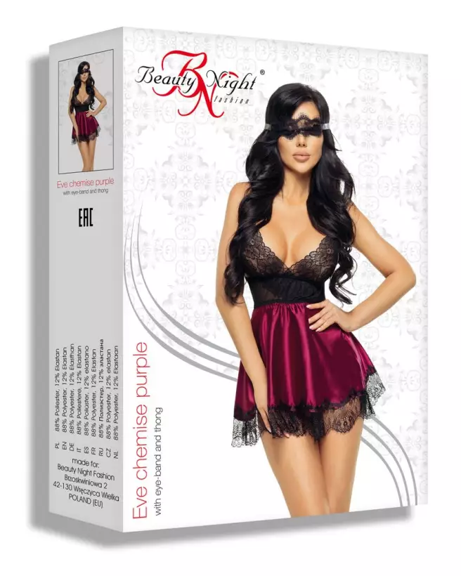 Eve Babydoll et Masque Grenat par Beauty Night-5