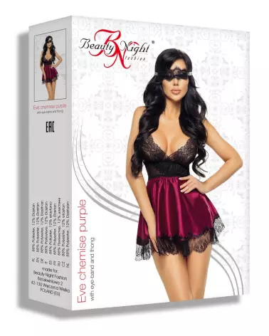 Eve Babydoll et Masque Grenat par Beauty Night-5
