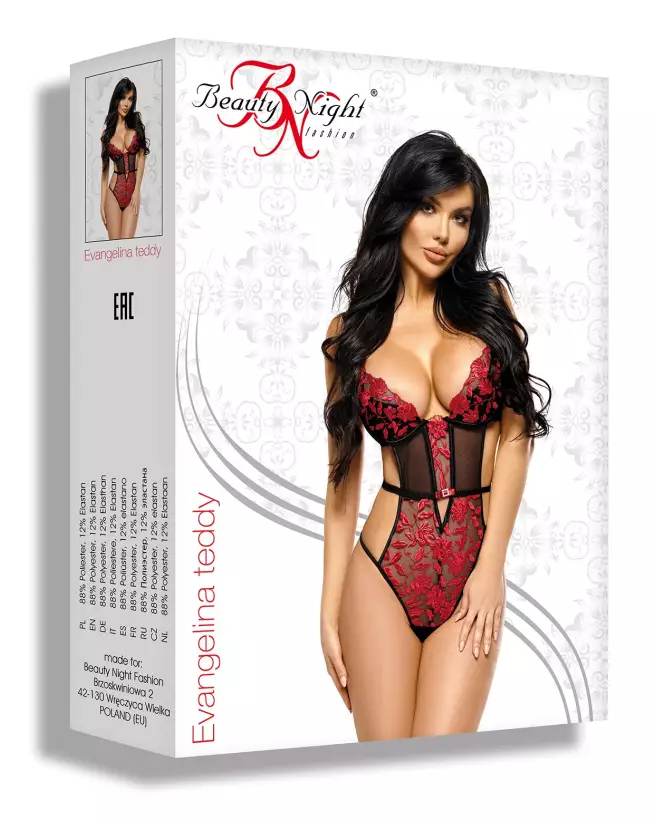 Body Evangelina noir et rouge de Beauty Night, lingerie élégante-5