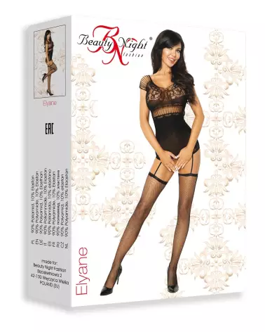 Image du Elayne Bodystocking Noir par Beauty Night en maille élégante-3
