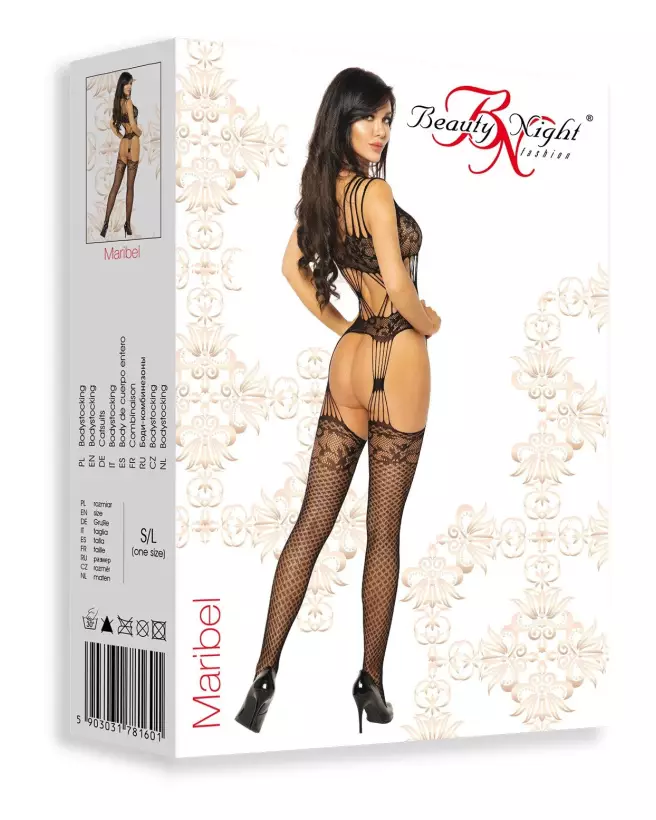Maribel Bodystocking Noir par Beauty Night, Lingerie Sensuelle en Résille-3