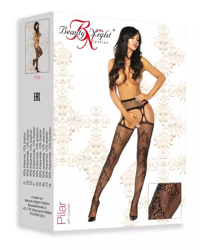 Bas jarretelles noir Beauty Night, lingerie raffinée et élégante-4