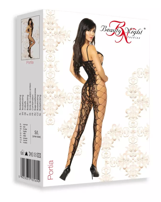 Portia Bodystocking Noir Beauty Night en maille fine élégante-5