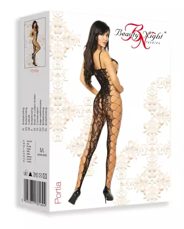 Portia Bodystocking Noir Beauty Night en maille fine élégante-5